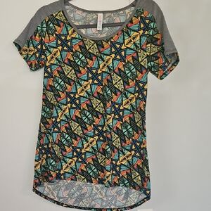 LuLaRoe Green and Orange Graphic High Low T-Shirt